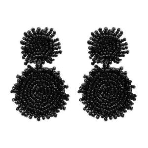 Boucles D'oreilles Faites À La Main Paille Osier Tresse Tissé Boucles D'oreillesnoir - Neuf