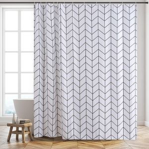 Rideau de douche anti-moisissure et imperm&eacute;able en tissu polyester lavable - Neuf