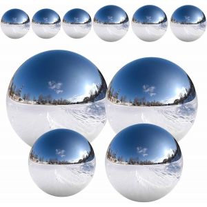 MEVRONISSHOP-10 pcs Boule D'observation en Acier Inoxydable&iquest;Sph&egrave;re de Jardin R&eacute;fl&eacute;chissante&iquest;Sph&egrave;re R&eacute;fl&eacute;chissante &agrave; 360&deg;&iquest;Flottante Boule d'&eacute;tang 25-100 mm pour Jardin, Terrasse, Pelouse, Ext&eacute;rieur - Neuf