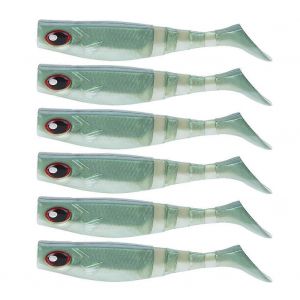 6pcs Pvc Soft Bait Aritificial Leurres 4in 0.2oz Jigging Tail Wobblers Accessoires De P&ecirc;chevert Dos Fluorescent Blanc - Neuf