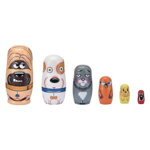 Lot de 6 adorables poup&eacute;es gigognes pour chiens de compagnie - Ensemble de jouets Matriochka de dessin anim&eacute; pour enfants et d&eacute;coration int&eacute;rieure, cadeau parfait pour toutes les occasions - Neuf