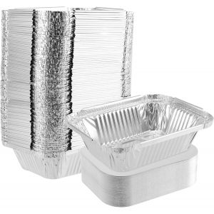 Ulteronixshop-Lot De 100 Barquettes En Aluminium Jetables Avec Couvercle, 13 X 10 X 4,2 Cm, 260 Ml, Pour Barbecue, G&acirc;teaux, Fruits Et L&eacute;gumes - Neuf