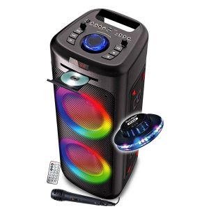 Enceinte DJ 1000W Lumineuse Lecteur CD Inovalley MS06-CD-XXL - Bluetooth 5.0 USB - Karaoké, RADIO FM LIGHT OVNI, Soirée, Fête - Neuf