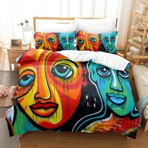 Parure De Lit Hippie Graffiti, Housse De Couette Style Hip-Hop, King Size, Queen Size, Pour Enfants, Garcon S Et Jeunes, Housse De Couette, Art De Rue Moderne - Neuf