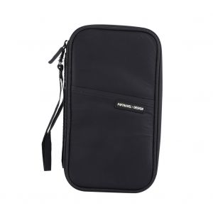 HJLIAN Portefeuille de voyage, porte-passeport, multifonction, billets, cartes, sac de rangement, pochette (noir) - Neuf