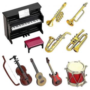 Ensemble d'instruments de musique miniatures à l'échelle 1:12 pour les accessoires de collection de maisons de poupées - Neuf