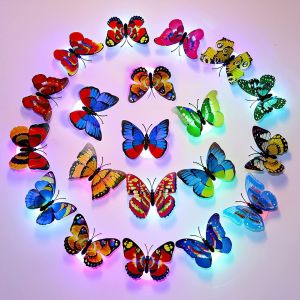 ERYI-(Lot De 24) Stickers Muraux Papillon 3D, Lumières Clignotantes Papillon, Veilleuses Pour La Décoration De La Chambre Des Enfants - Neuf