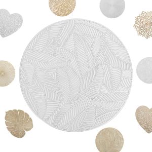 Eryi-2 Pièces Set De Table Ronds Feuille Ronde,Napperon De Table Évidé Argent Pvc,Antidérapant|Résiste Chaleur|Lavable Pad De Noël Table Décoration Pour Cuisine Restaurant Table À Manger - Neuf