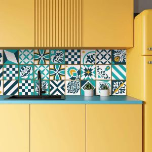 Eryi-32 X Feuilles Mural Stickers Carrelage 2d Imperméables Carreau De Ciment Adhesif, Autocollants Carreaux Dosseret Pour Cuisine, Salle De Bain La Décoration À La Maison / 10 X 10 Cm / T1051 - Neuf