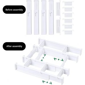 Lot de 12 organiseurs de tiroirs,r&eacute;glables,syst&egrave;me de rangement,extensibles,pour cuisine,armoire,commode,chambre &agrave; coucher,longueur : 32 &agrave; 56 cm - Neuf