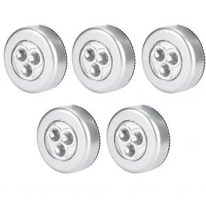 5pcs Mini Lumi&egrave;re De Nuit De Led Pour La Chambre &Agrave; Coucher, Table De Chevet, Penderie, Armoire, Fonctionne &Agrave; Piles Blanc Chaud, Design Compact - Neuf