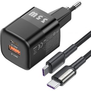 JGD-Chargeur USB C 35 W, [USB A + USB C] Adaptateur USB m&acirc;le 2 Ports PD 3.0, Chargeur Rapide d'alimentation USB-C pour iPhone12 Google Pixel 6 Pro Samsung Galaxy S22 S21 Huawei Xiaomi iPad - Neuf