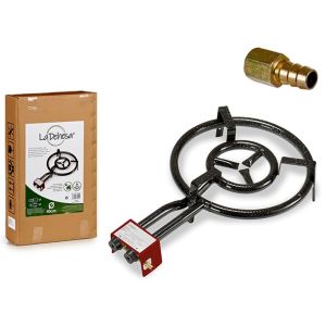 Bruleur Paella Gaz "La Dehesa Fer Noir " -Double Anneau - Cuisine Exterieure Butane Stable Robuste - Jardin Terrasse - Neuf