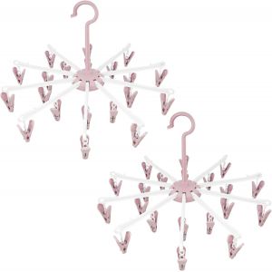 MEVRONISSHOP-2 Pi&egrave;ces Etendoir Chaussette, Sechoir Chaussette Pliable, Pieuvre Linge Peut &ecirc;tre Utilis&eacute; pour S&eacute;cher Chaussettes, sous V&ecirc;tements, V&ecirc;tements L&eacute;gers (Rose) - Neuf