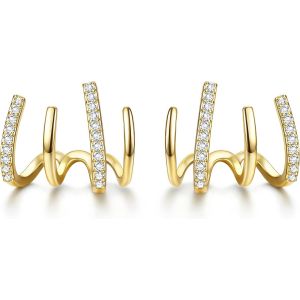 Kal-Boucles D'oreilles Femme Plaqu&eacute; Or 14 Carats, Boucles Doreilles Cartilage Argent Sterling 925 Huggie Hoops Petites Cr&eacute;oles Hypoallerg&eacute;nique L&eacute;g&egrave;res Bijoux Cadeaux Pour Fille - Neuf