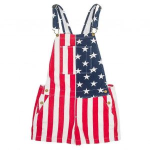 Salopette En Denim Imprimé Drapeau Américain,Combinaison Sans Manches Patriotique Unisexe Pour Les Festivals S-4xl - Neuf