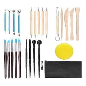 Ensemble De 24 Pi&egrave;ces En P&acirc;te Polym&egrave;re,Outils De Poterie,Kit De Poterie - Neuf