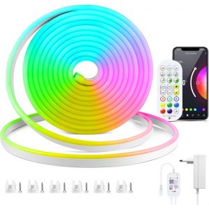 Wifi Neon Ruban Led, 2m 12v Ip65 Waterproof Silicone Led Strip Light With Alexa, Remote Control, App Control, Music Sync Function, Voice Control, Timer For Diy, Tv, Kitchen, Party - Neuf