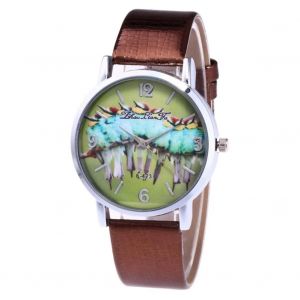 Zhoulianfa Cadran Rond R&eacute;glable Bracelet En Cuir Quartz Montre Analogique Montre-Bracelet (Caf&eacute;) - Neuf