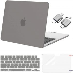 Coque Compatible avec MacBook Air 13 Pouces M4 M3 M2 2025 2024 2023 2022 A3240 A3113 A2681,Protection Coque Rigide&Housse Clavier&Protecteur d'écran&2 Adaptateur Type C,Gris - Neuf