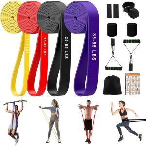Mevronisshop-Bande Elastique Musculation [Lot De 4], 4 Niveaux R&eacute;sistance &Eacute;lastique, Bandes De R&eacute;sistance Pour Sport, Pilates, Physioth&eacute;rapie, Yoga Pour Hommes Et Femmes - Neuf