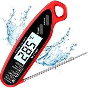 Kal-Thermomètre De Cuisine Digital Thermometre Viande À Lecture Instantanée, Sonde Longue, Grand Écran Lcd Thermomètre De Four À Double Aimant Pour Viande,Patisserie, Barbecue, Etc. (Rouge) - Neuf
