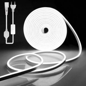 Eryi-2m Ruban Led, 220v Blanc Froid Bandeau Led Lumineuse Flexible 120 Led/M, Pvc Découpable Etanche Ip65 Néons Bande Pour Intérieur Extérieur Décoration, Inclus Adaptateur Secteur - Neuf