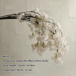 Fleur De Cerisier Artificielle En Soie,Branche De Fleur De Cerisier,Décoration D'Arc De Mariage,Activité D'Hôtel,Salon,Décoration De La Maison.Hanging White. - Neuf
