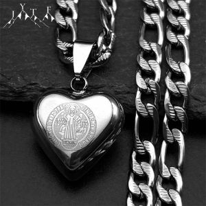 Collier M&eacute;daille De Saint Beno&icirc;t En Cristal Color&eacute; Pour Femmes Et Hommes,Cha&icirc;ne De Couleur Or En Acier Inoxydable,Bijoux San Benito N8391s05--F 55cm Nk 3b1hua Sr - Neuf