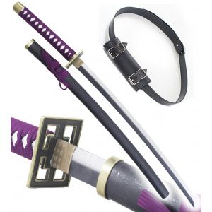Bleach Sabre en Bois Byakuya Katana Zanpakuto Kuchiki Epee + Ceinturon Noir Porte Epee Ceinture D&eacute;coration - Neuf