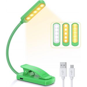 Lampe De Lecture,10 Leds Liseuse Lampe Clip Usb Rechargeable, 360&deg;Cou Flexible, 3 Couleur & 100%-10% &Agrave; Intensit&eacute; Variable, Mini Veilleuse Pour Lire Au Lit,Enfant,Kindle,Voyage,Camping - Neuf