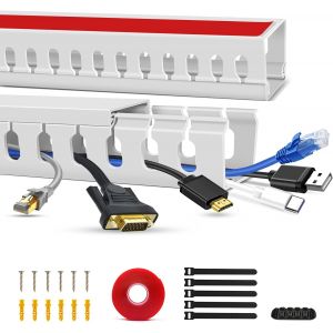 MEVRONISSHOP-Kit de Raceway pour c&acirc;ble TV Ouvert, Plateau de c&acirc;ble Anti-cernes, Tunnel de Gestion des c&acirc;bles sous Le Bureau (40cm*2) - Neuf