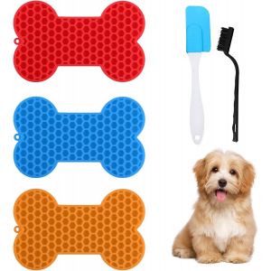 Tapis De Léchage Chien,3 Pièces Tapis Lechage Chien Sans Bpa Pour Chien Et Chat Ventouse Tapis De Lechage Leche Chat Avec Spatule Et Brosse Ventouses Extra Fortes Tapis De Leche Pour Chien (C) - Neuf