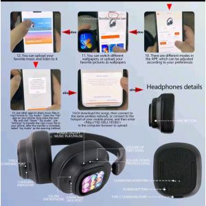 Casque bluetooth siindoo JH-ANC930plus sans fil hybride antibruit actif avec écran LED à télécommande tactile magnétique multifonction - Neuf