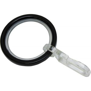 Anneau pour Tringle à Rideau de 20 mm de Diamètre,Insert Coulissant et Crochet Pliant Inclus,6 Pièces,Série Chicago,Largeur 4 mm,Métal,Noir - Neuf