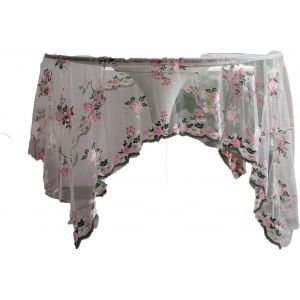 Sjzg-Nappe En Dentelle Brod&eacute;e Vintage - Motif Floral - D&eacute;coration De Table - Pour Mariage, Vintage, D&eacute;coration D'int&eacute;rieur, F&ecirc;te, Boh&egrave;me, D&eacute;coration De Table De Mariage, Rose - 130 X 220 Cm - Neuf