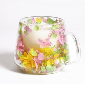 Tasses En Verre &Agrave; Double Paroi De 200Ml, Tasse &Agrave; Th&eacute; Avec Fleurs S&eacute;ch&eacute;es Et Anse, Cadeaux Pour Femmes, M&egrave;res, Epouses, Amies, Enseignantes - Neuf