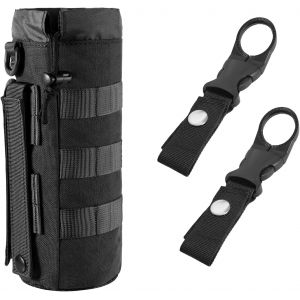 Jgd-Porte-Bouteille Avec Clip Ceinture &iquest; Poche &Agrave; Bouteille En Nylon Compatible Molle Avec Fond En Maille &iquest; Id&eacute;al Pour L&iquest;Ext&eacute;rieur, Le Camping, La Randonn&eacute;e, Accessoire De Sac &Agrave; Dos (Noir) - Neuf