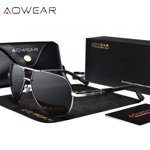 Lunettes De Soleil Aviation Polarisee Hd, Modele: Gris Noir - Neuf