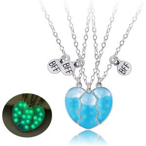 Kal-Bff Collier D'amitié Pour 3 Filles, Meilleurs Amis Colliers Lumineux, Coeur Pendentif Chaîne Collier,Best Friends Forever Colliers, Valentin Amitié Bijoux Cadeaux Pour Filles Amis S?urs Mère, Éto - Neuf