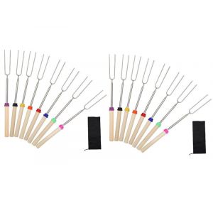 Lot De 16 Fourchettes T&eacute;lescopiques En Acier Inoxydable Pour Barbecue, Design R&eacute;tractable, Pour R&ocirc;tir Les Aliments En Ext&eacute;rieur - Neuf