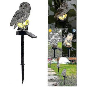 Lampe Solaire De Jardin, Lampe D&eacute;corative D'ext&eacute;rieur, &Eacute;tanche, Motif Hibou (Gris) - Neuf