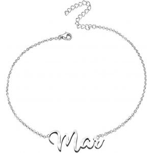Eryi-Bracelet Pour Femme Avec Prénom En Acier Inoxydable - Pendentif Prénom Personnalisé Argenté Pour Femme - Cadeaux Personnalisés Pour Femme, Mère, Fille, Meilleure Amie - Neuf