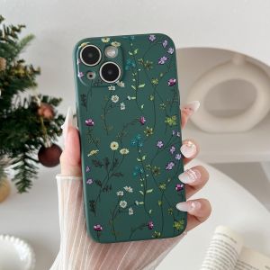 Brs-Fleurs Coque Pour Iphone 14 Pro Max Coque, Liquid Silicone Coque Protection Bumper Anti-Chocs Coque Cover Mignonne Fleur Housse Etui Souple Pour Iphone 14 Pro Max 6,7 Pouces, Vert Foncé - Neuf
