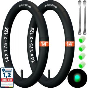 Yemaesre-Chambreà Air 14¿20¿ (14×1,75¿2,125; 16×1,75¿2,125; 18×1,75¿2,125; 20×1,75¿2,125) Pour Vélos Enfants & Remorques ¿ Lot De 2 Avec Valve Schrader & 2 Démonte-Pneus - Neuf