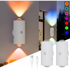 Ulteronixshop-Applique Murale Int&eacute;rieure, Lampe Murale Sans Fil Avec D&eacute;tecteur De Mouvement Et Interrupteur, Eclairage Detection Automatique Pour Salon, Chambre, Escalier, Couloir, Balcon (Cercle - 2 - Neuf