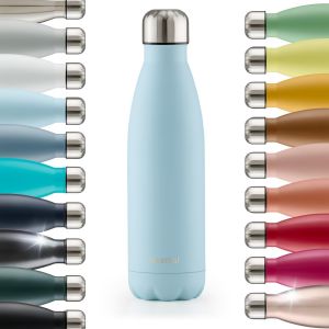 Bouteille Isotherme Charles- Gourde 1l- Gourde Inox 1l Sans Bpa Froid&chaud- Thermos Isotherme En Métal- Bouteille D'eau- Thermos 1l- Gourde Isotherme 1l - Bleu Clair - Neuf