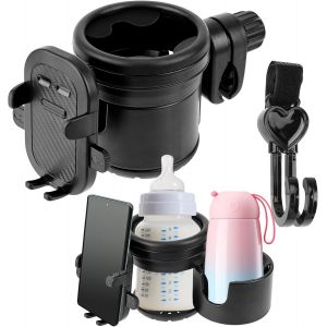 Poussette Porte-Gobelet Avec De Titulaire Téléphone, Rotation De 360 Degrés De Titulaire Téléphone, Une Bouteille D'eau, 3 En 1 Universel Porte-Gobelet, Adapté Pour Les Poussettes, - Neuf