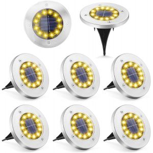 Lumière Solaire Extérieur, 8 Pièces Etanche Au Sol Lampe Solaire Lampes Solaires De Jardin 96leds Etanche Lampe Solaire Spots Solaires Encastrables Pour Chemin Terrasse Cour Pelouse Étapes - Neuf