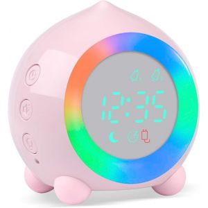 R&eacute;veil Enfant Lumineux LED Numerique Lampe R&eacute;veil Veilleuse Fille Garcons Jour Nuit Enfant Volume R&eacute;glable Snooze R&eacute;veil en USB Charge&iquest;Blanc&iquest; - Neuf